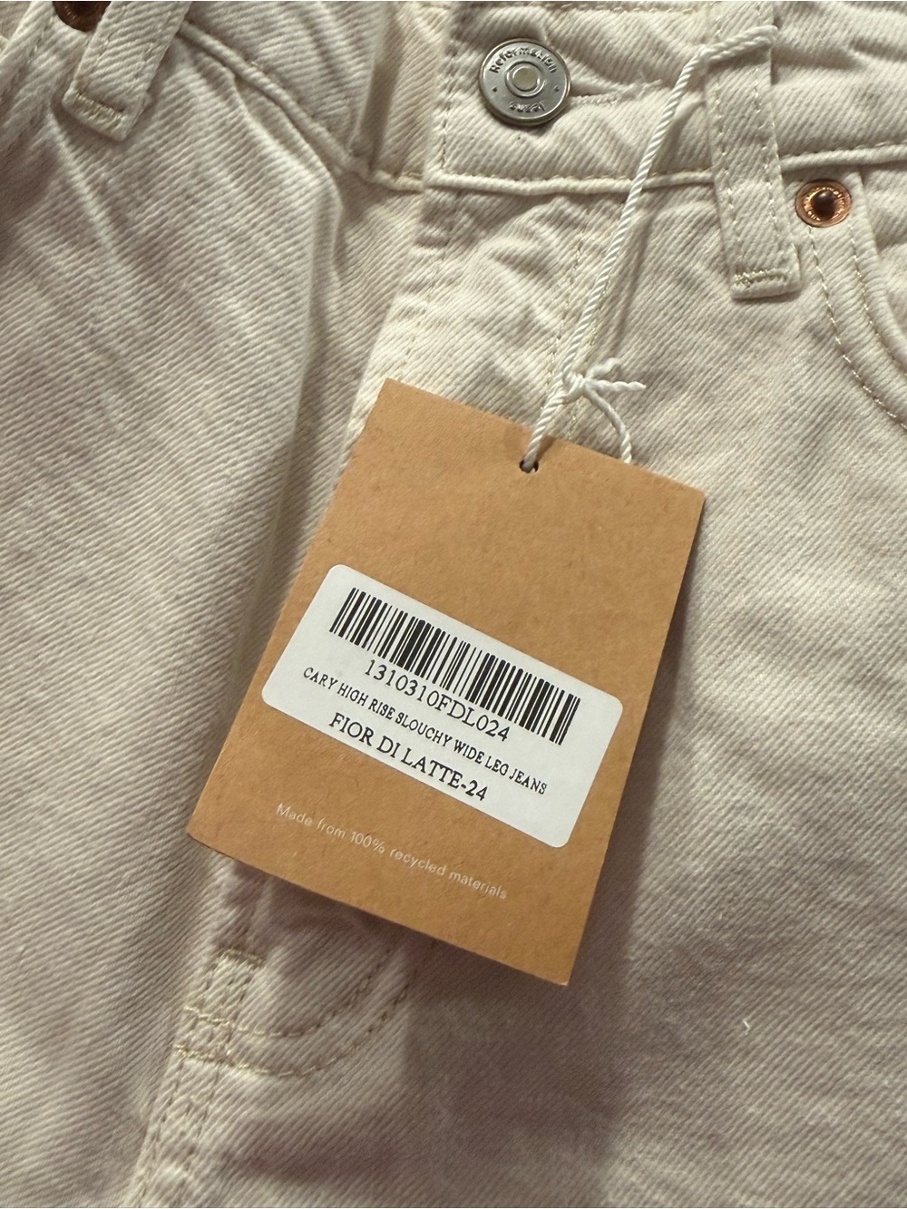 NWT Reformation Cary High Rise Slouchy Wide Leg Jeans 24 Fior Di Latte - Picture 8 of 12
